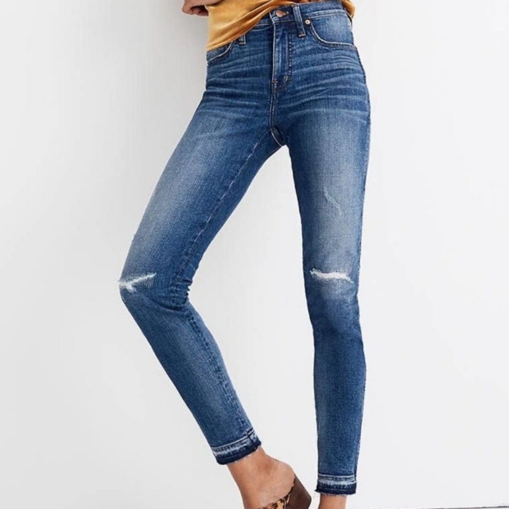 Madewell 9" Hi-Rise Skinny Jeans in York Wash Rip and Repair Japanese Edition 26